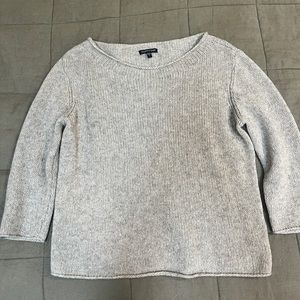Eileen Fisher Wool Yak Sweater Rolled Hem Boxy Fit Quarter Sleeve, size S